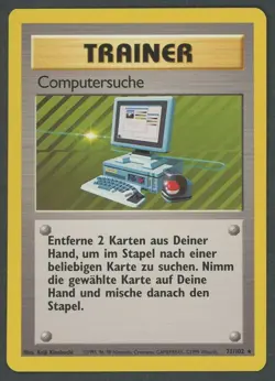 Pokemon TCG Base Set Trainer Computersuche 71/102 German LP Light Played - Image 1