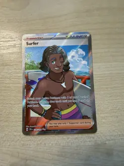 Pokemon TCG Surfer 235/191 Sv08: Surging Sparks Holo Pack Fresh NM+ - Image 1