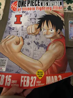 One Piece College Basketball US Voyage Promo Card D Luffy with promo poster - Image 2