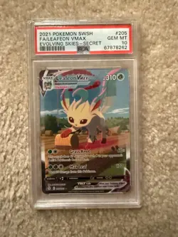 Leafeon VMAX 205/203 Alternate Art, Secret Rare Pokemon Card PSA GEM MT 10 - Image 1