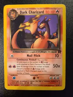 DARK CHARIZARD 21/82 TEAM ROCKET MP RARE VINTAGE Pokemon TCG Non-holo - Image 1