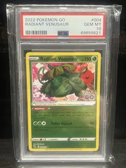 PSA 10 2022 Pokemon GO Radiant Venusaur 004/078 Graded Slab TCG Card. - Image 1