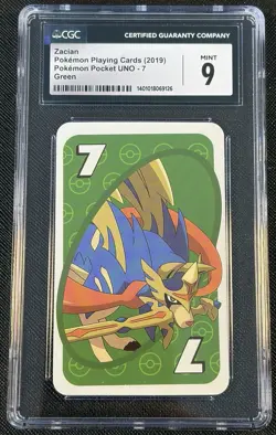 2019 Pokemon Playing Cards Pocket Uno 7 Zacian Green CGC 9 - Image 1