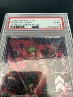 ONE PIECE JAPANESE 2025 PROMOS OFFICIAL EVENT PRIZE #015 RORONOA ZORO PSA 9 - Image 3