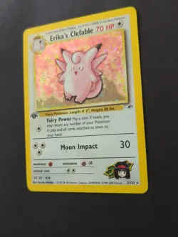 Pokemon TCG Erika's Clefable Gym Heroes Holo Card 1st Edition 3/132 - Image 4
