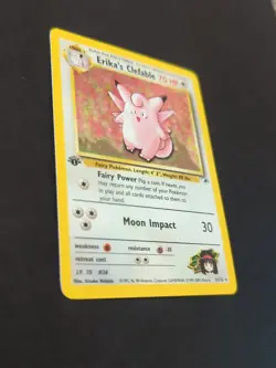 Pokemon TCG Erika's Clefable Gym Heroes Holo Card 1st Edition 3/132 - Image 5