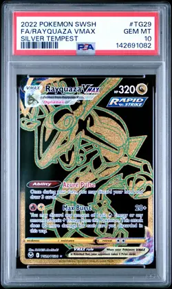 2022 POKEMON SWORD & SHIELD SILVER TEMPEST #TG29 FULL ART/RAYQUAZA VMAX PSA 10 - Image 1