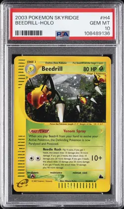 2003 POKEMON SKYRIDGE #H4 BEEDRILL-HOLO PSA 10 - Image 1