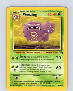 Pokemon TCG Weezing Fossil 45/62 Unlimited Regular Common Card WOTC Played MP - Image 1