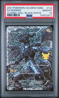 2021 POKEMON CELEBRATIONS CLASSIC COLL #114 FULL ART/ZEKROM PSA 10 - Image 1