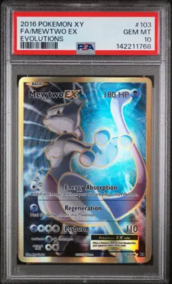 2016 POKEMON XY EVOLUTIONS #103 FULL ART/MEWTWO EX PSA 10 - Image 1