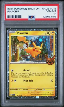 2024 POKEMON TRICK OR TRADE #018 PIKACHU PSA 10 - Image 1