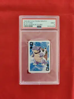 Bicycle Pokemon Mini Poker Playing Cards Blastoise Queen of Clubs - Blue - PSA 9 - Image 1