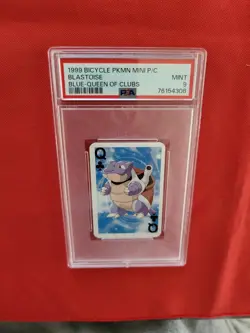 Bicycle Pokemon Mini Poker Playing Cards Blastoise Queen of Clubs - Blue - PSA 9 - Image 5