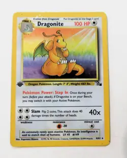 Dragonite 4/62 Fossil Set Holo Rare 1st Edition 1999 Pokemon Game Card WOTC - Image 4