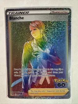 Pokemon TCG Blanche Holo Rainbow Secret Rare Supporter Card 082/078 Pokemon Go - Image 1