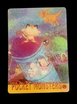 1999 POKEMON VENDING CARD Holo Prism #065 DRAGONITE & MEOWTH Pocket Monsters - Image 2