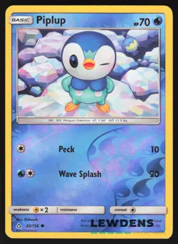 Piplup - 32/156 - Common Reverse Holo - Ultra Prism - Pokemon Card - Image 1