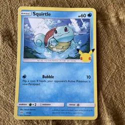 Pokemon TCG Squirtle Card Hp60 Bubble 10 17/25 Great Condition - Image 1