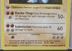 Vintage Pokemon TCG Base Set WoTC Machoke 1st Edition Shadowless Card #34/102 - Image 4