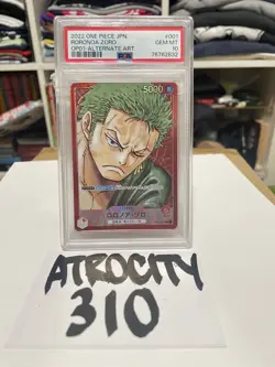 US SELLER PSA 10 2022 One Piece TCG Zoro Alt Art OP-01 Card Japanese Gem Mt - Image 1