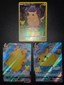 3x Pikachu VMAX 25th anniversary SWSH Celebrations 005/025 007 009 Pokemon Card - Image 2