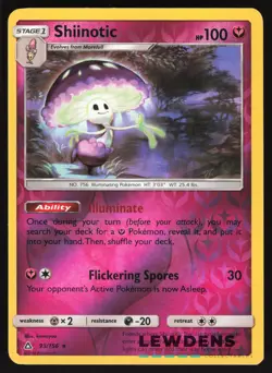 Shiinotic - 93/156 - Rare Reverse Holo - Ultra Prism - Pokemon Card - Image 1