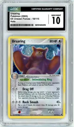 Pokemon Ursaring #18 EX Unseen Forces Holo CGC 10 Gem Mint - Image 1
