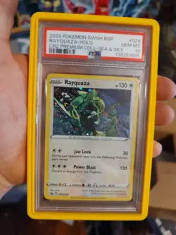 2024 Pokemon Rayquaza SWSH029 Black Star Promo Holo Card Cosmos PSA 10 W/Guard - Image 1
