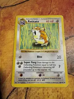 Shadowless Raticate Base Set 40/102 | First Print | Vintage Pokemon - Image 1