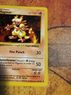 Shadowless Magmar Base Set 36/102 | First Print | Vintage Pokemon - Image 2