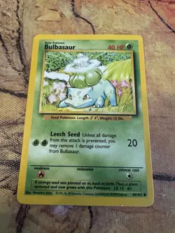 Pokemon Bulbasaur Base Set 44/102 LP Vintage WOTC 1999 - Image 1
