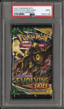 PSA 9 - 2021 Pokemon SWSH Evolving Skies UMBREON Sealed Booster Pack (7186) - Image 1