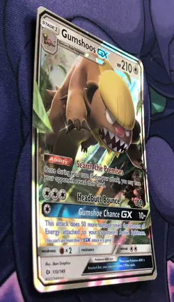 Gumshoos GX 110/149 - Sun & Moon Base - Ultra Rare Full Art 2017 Pokemon — NM LP - Image 4