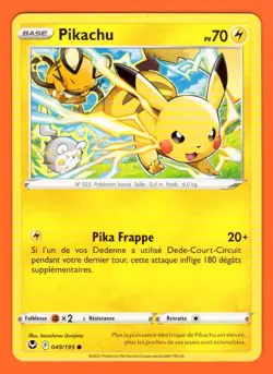 POKEMON Epee et Bouclier - Tempete Argentee EB12 FR #049/195 Pikachu - Image 1