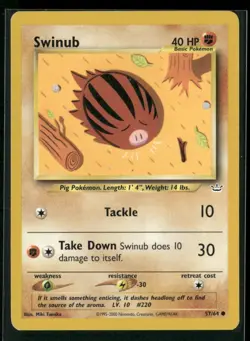 Swinub 57/64 Common Neo Revelation Pokemon Lightly Played - Image 1