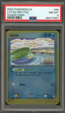 Pokemon Lotad EX Sandstorm Reverse Holo #66 PSA 8 - Image 1