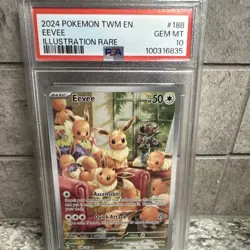 Pokemon Eevee Illustration Rare 188/167 Twilight Masquerade Holo PSA 10 2024 - Image 1