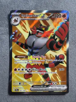 Pokemon Incineroar ex Ultra Rare SV05: Temporal Forces 187/162 NM - Image 1