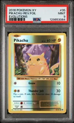 2016 POKEMON XY EVOLUTIONS #35 PIKACHU-REVERSE FOIL PSA 9 - Image 1