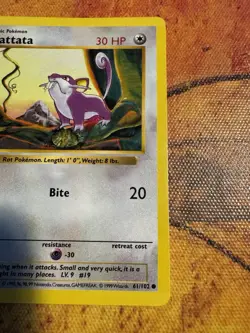 Shadowless Rattata 61/102 | WOTC Gen 1 Pokemon | Vintage Base Set - Image 3