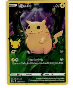 FULL ART Pikachu 005/025 Pokemon 25th Anniversary Celebrations Holo Foil., - Image 1