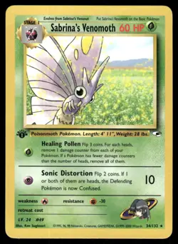 Pokemon Cards Sabrina's Venomoth 34/132 1ST EDITION Gym Heroes Rare LP - Image 1