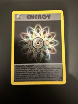 Rainbow Energy Holo Rare 17/82 Team Rocket Pokemon Card 2000 Vintage LP - Image 1