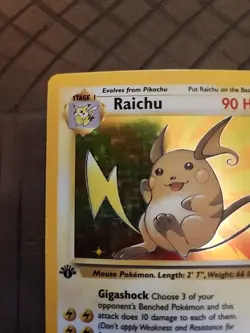 Pokemon TCG Raichu 14/62 First Edition Fossil Near Mint Quality - Image 2