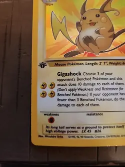 Pokemon TCG Raichu 14/62 First Edition Fossil Near Mint Quality - Image 5
