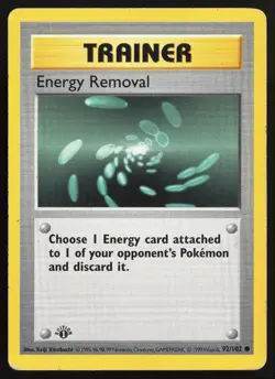 1999 Pokemon Base Set Shadowless 1srt Edition Energy Removal /102 Trainer #92 - Image 1