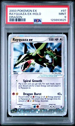 2003 POKEMON EX DRAGON #97 RAYQUAZA EX-HOLO PSA 9 - Image 1