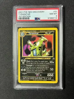 Pokemon 1st EDITION Tyranitar 31/75 Non-Holo - Neo Discovery Set - PSA 8 (NM-MT) - Image 1