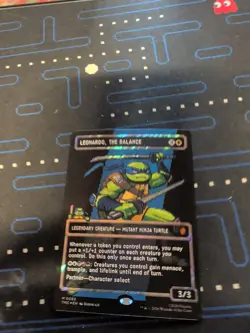 MTG TMNT Leonardo the Balance 0083 Borderless Surge Pixel Foil Mythic In hand NM - Image 2